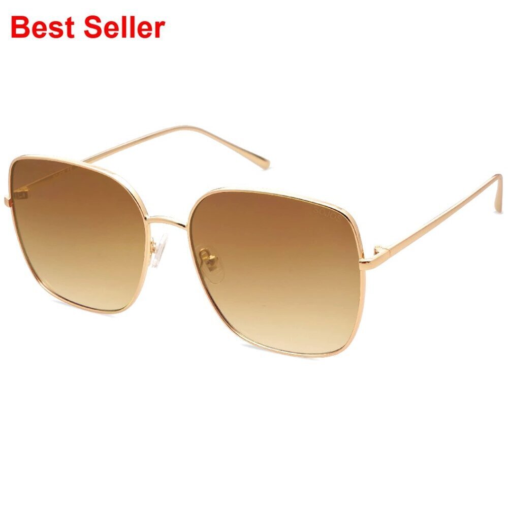 Oversized Square Metal Frame Sunglasses UV400 Protection Retro Style
